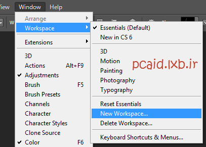 photoshop new workspace
